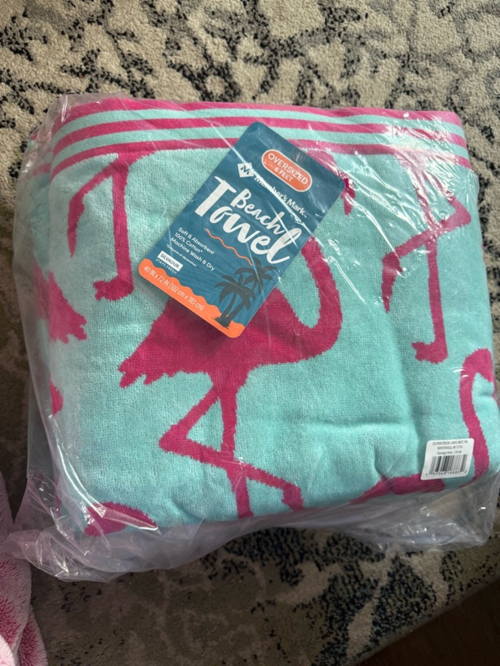 (2) Pink Flamingo Print Beach Towel - Aqua Background- 2 large size high quality - Picture 8 of 15